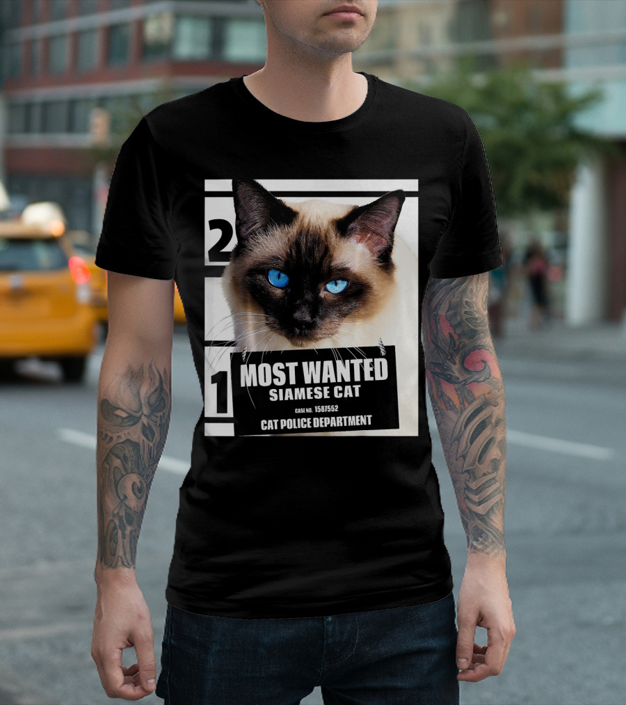 Most Wanted Siamese Cat Police Department Case No. 1561552 T-Shirt