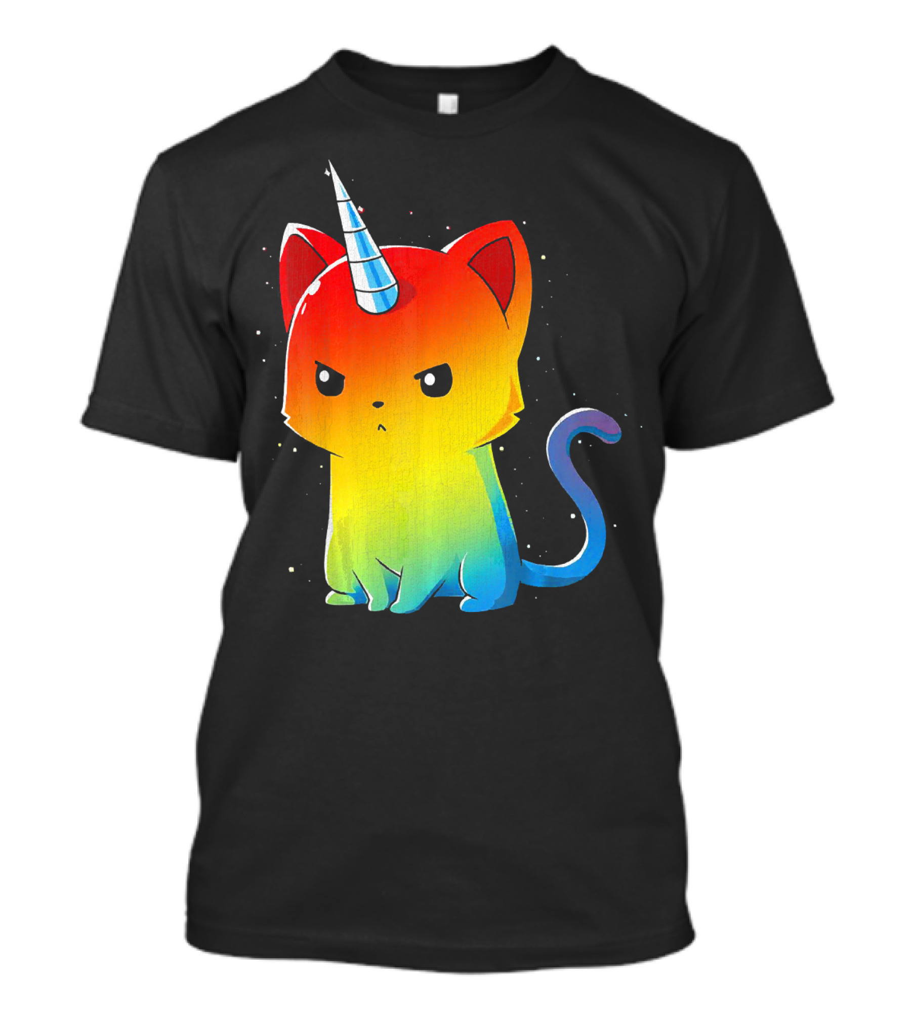 Cute Kittycorn Unicorn Cat Girls Rainbow Ombre T-Shirt