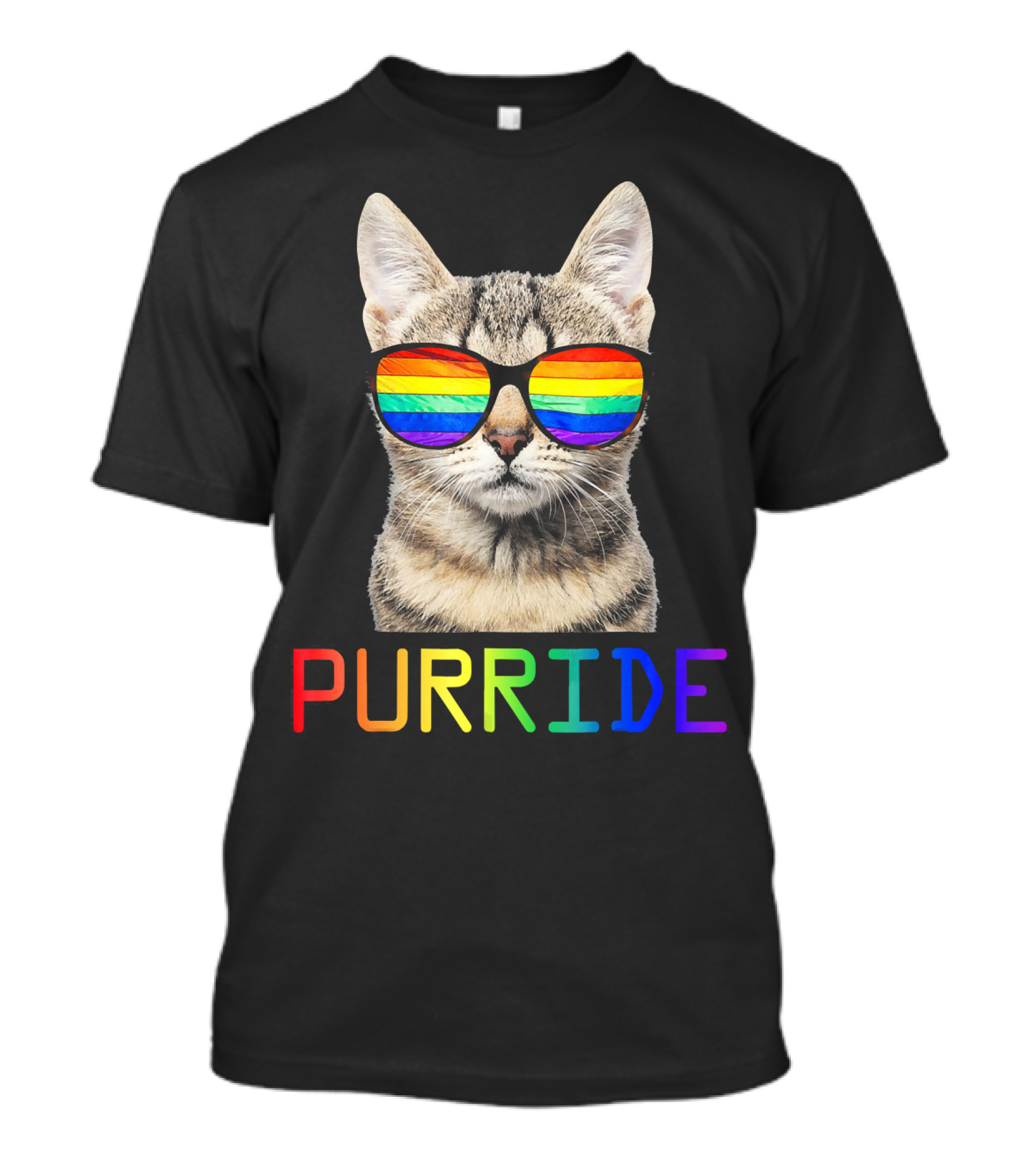 Rainbow Sunglasses Cat Purride Gay Pride Kitten T-Shirt