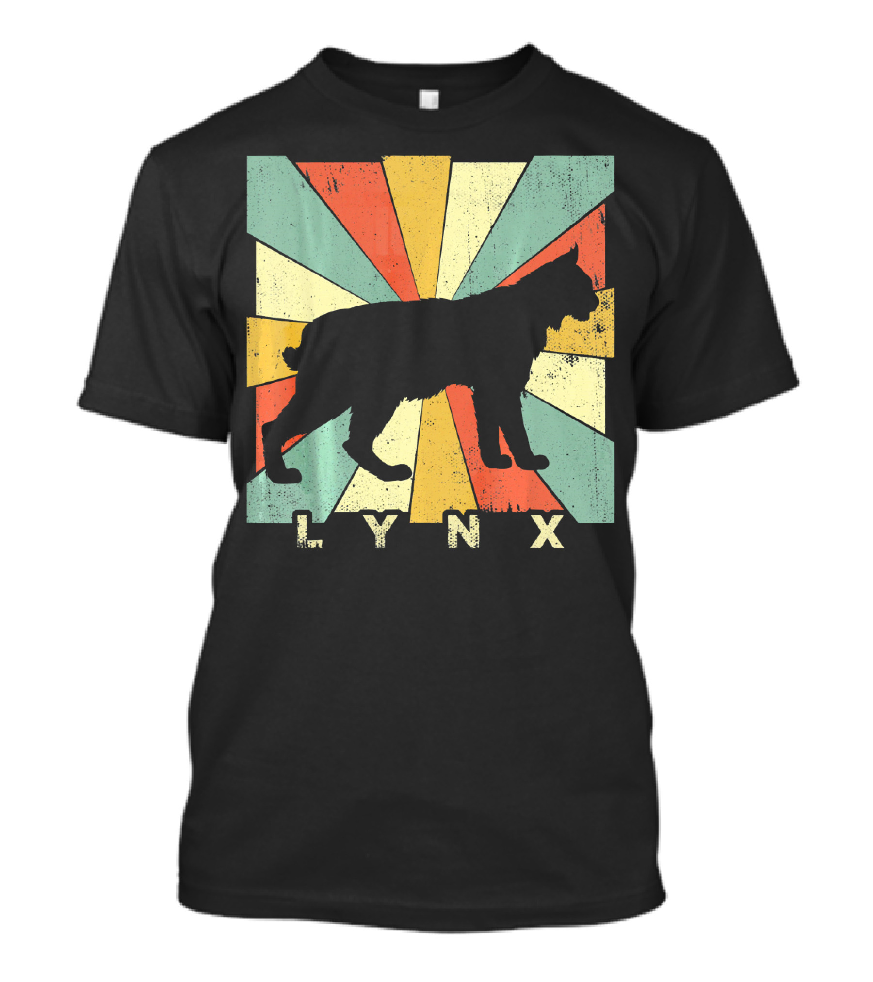 Retro Vintage Lynx Lover Silhouette With Colorful Rays T-Shirt