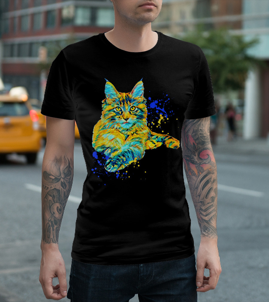 Colorful Maine Coon Big Cat Love Bigger Splash T-Shirt