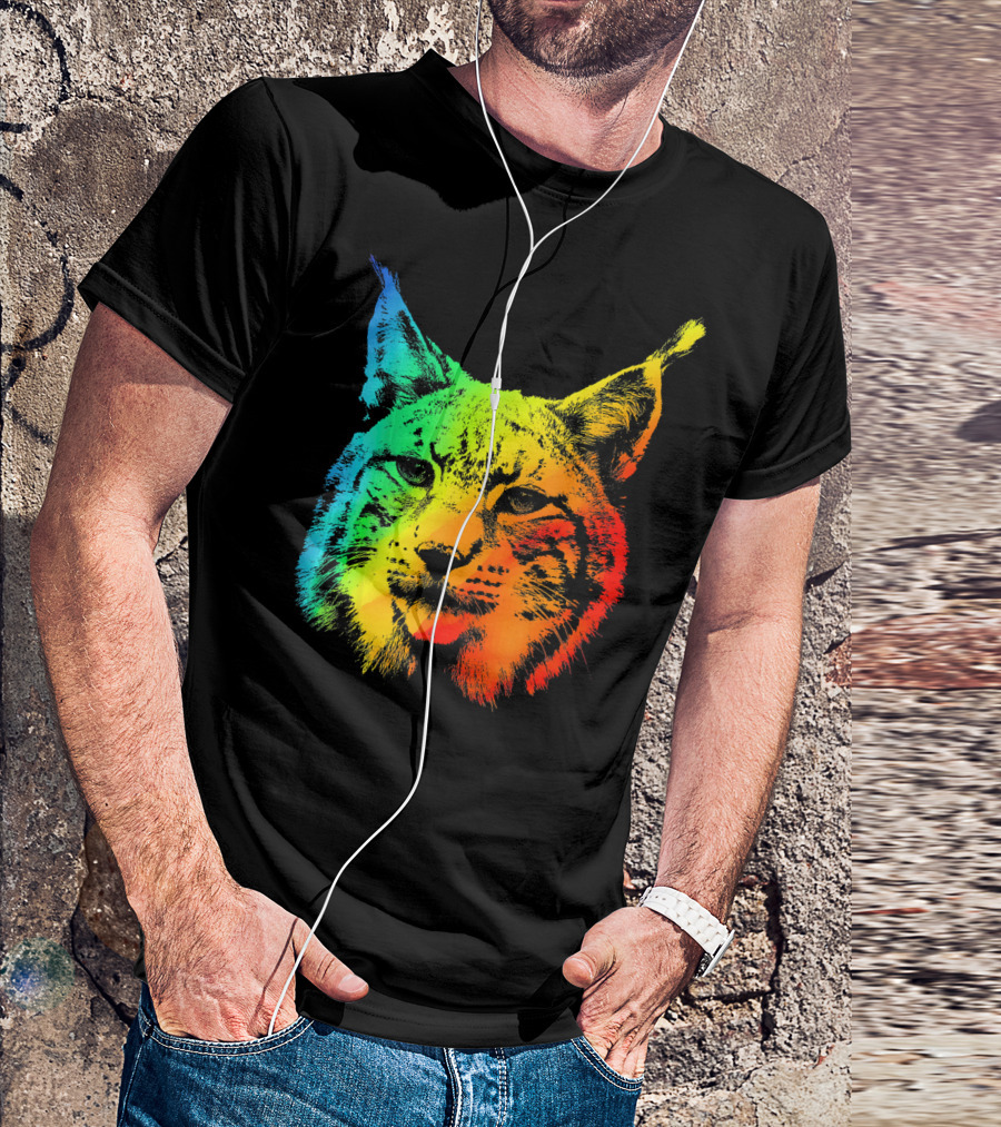LYNX Colorful Rainbow Vibrant Cat T-Shirt