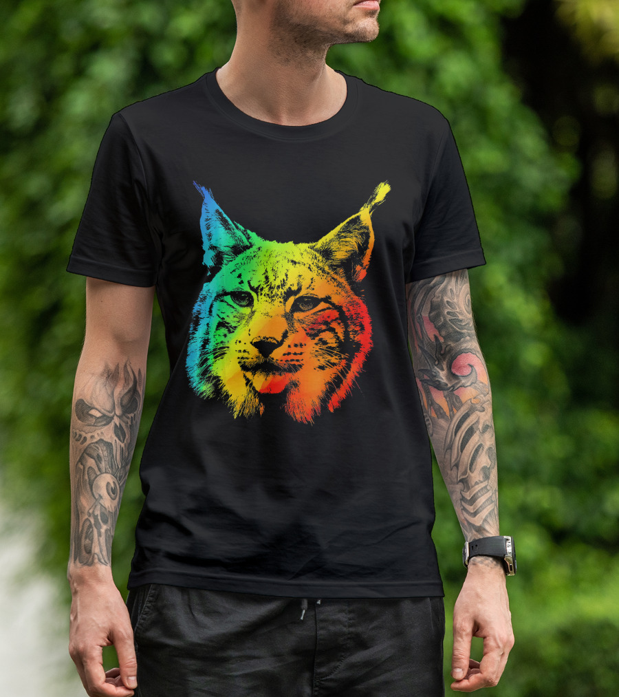 LYNX Colorful Rainbow Vibrant Cat T-Shirt