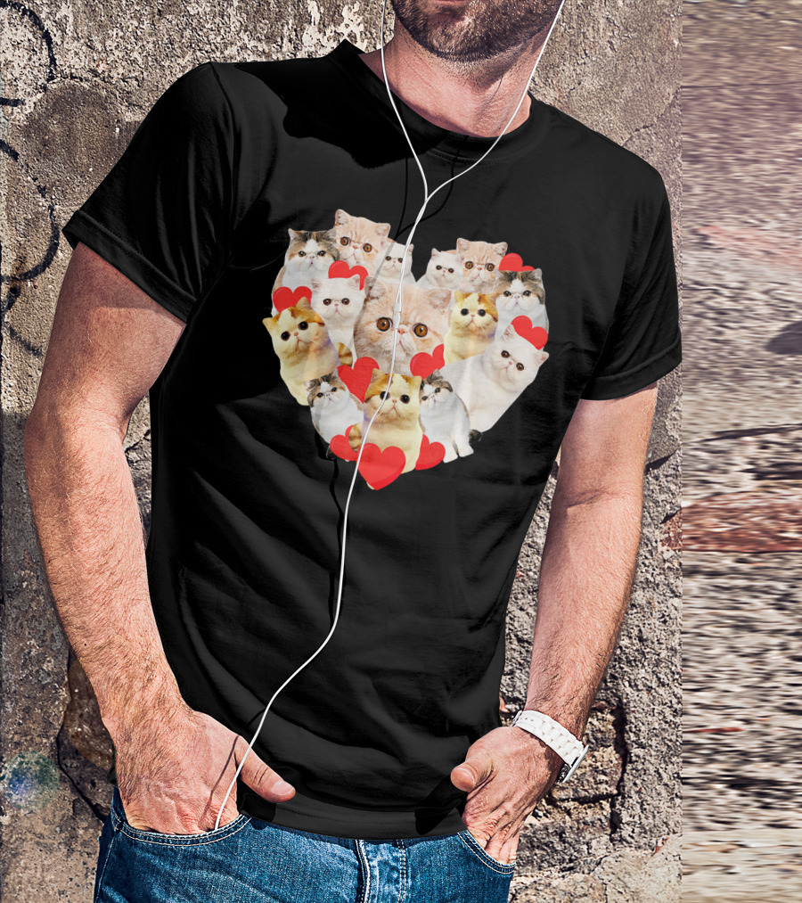Valentines Day Exotic Cat Heart Love Kittens T-Shirt