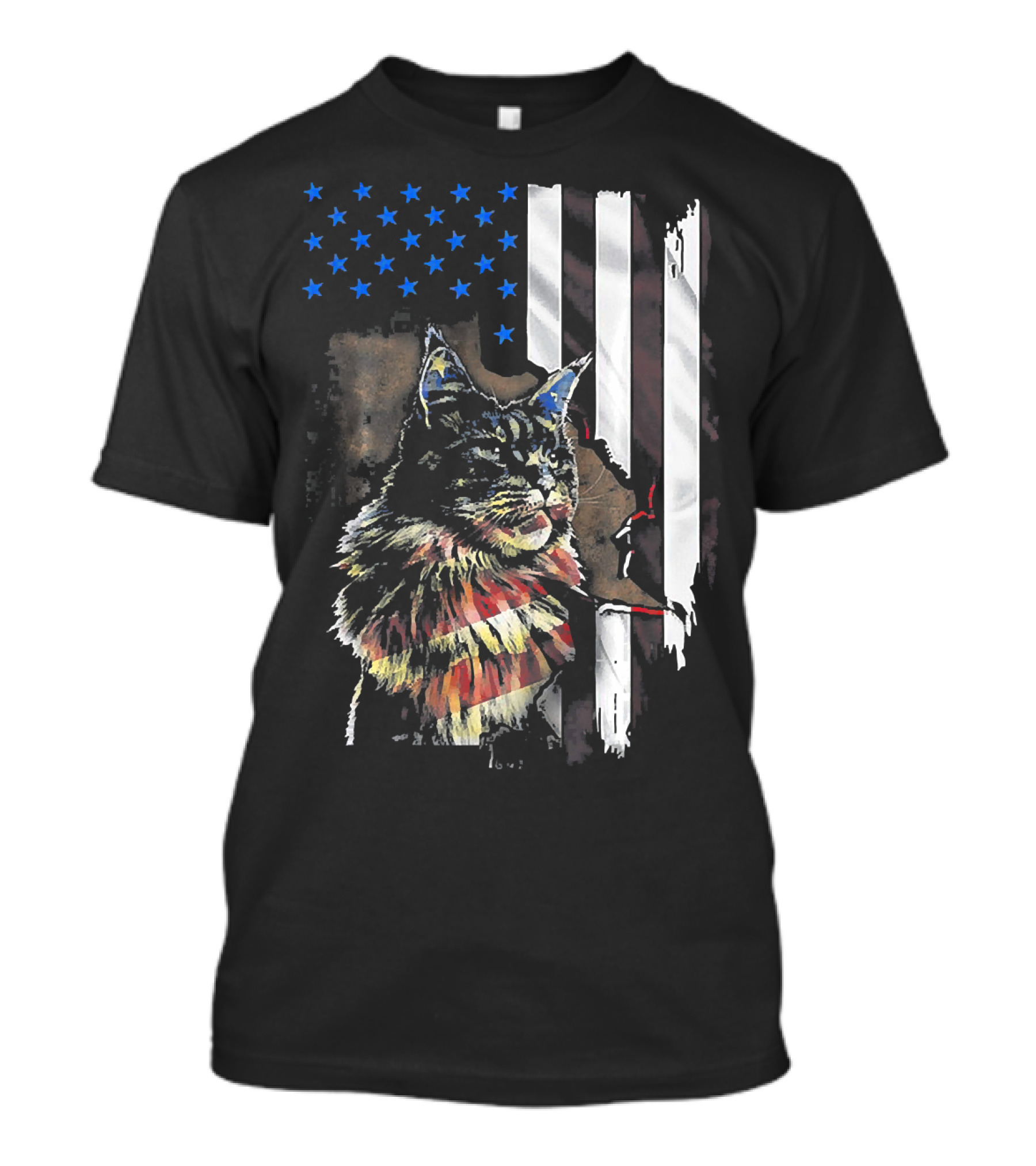 American Flag 4th Of July Maine Coon Cat Patriotic T-Shirt