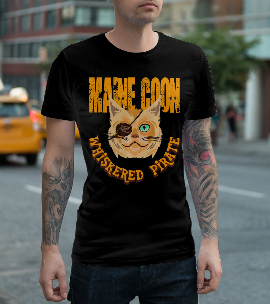 Maine Coon Whiskered Pirate T-Shirt