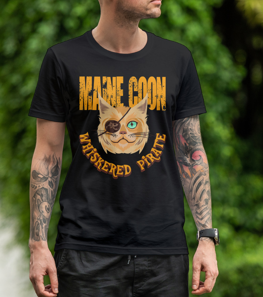 Maine Coon Whiskered Pirate T-Shirt