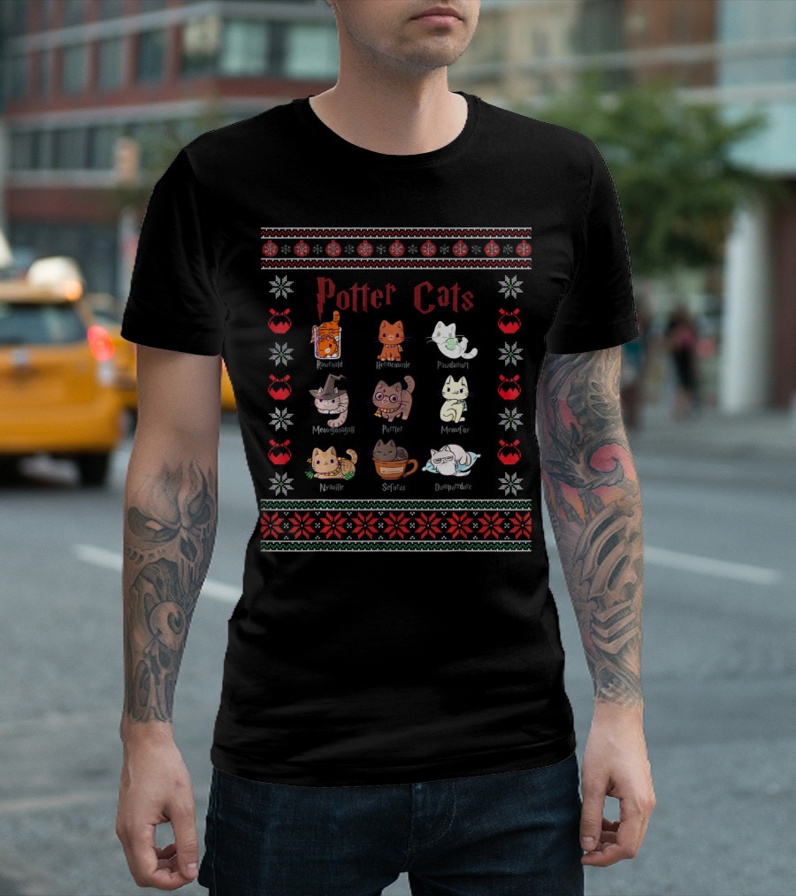 Potter Cats Roarid Rollins Meownagall Purrter Sniffles Pawdamort Hettmeowlne Moanfur Dumpermuttfle T-Shirt