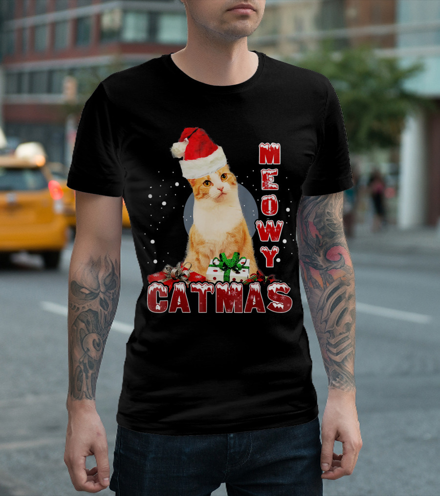 Meowy Catmas Cute Cat Kitten Merry Christmas Funny T-Shirt