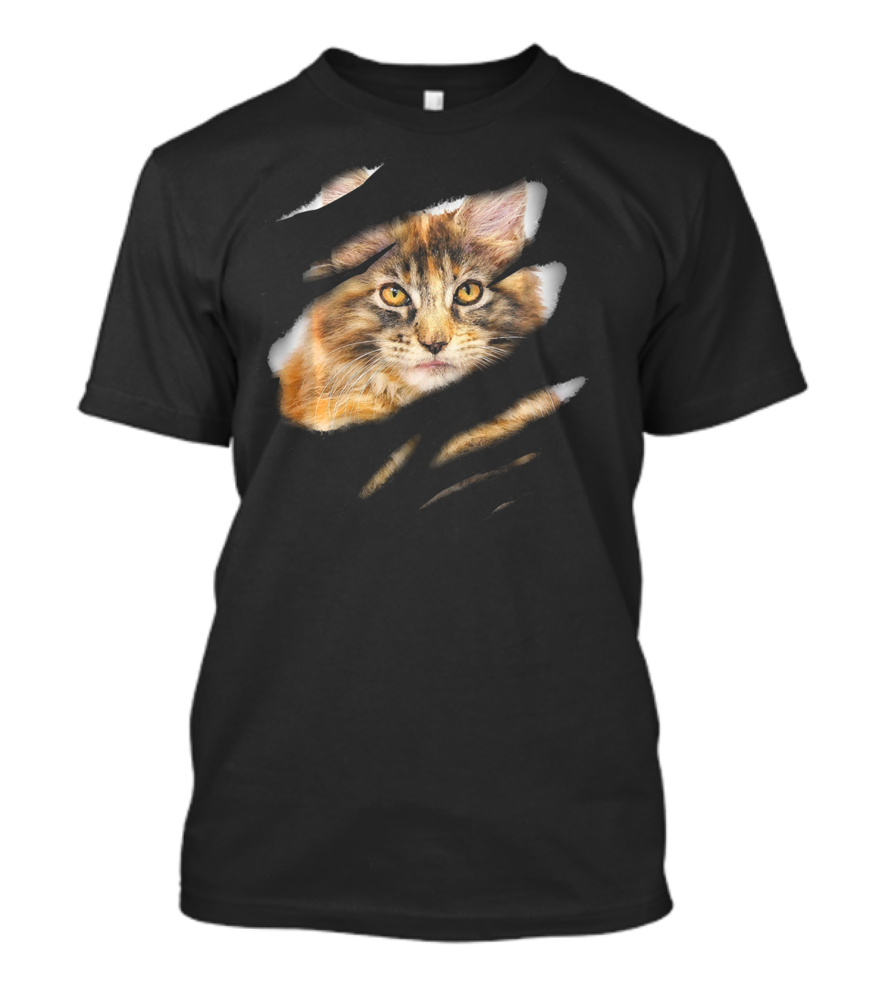 Maine Coon Cat Peeking Through Claws T-Shirt