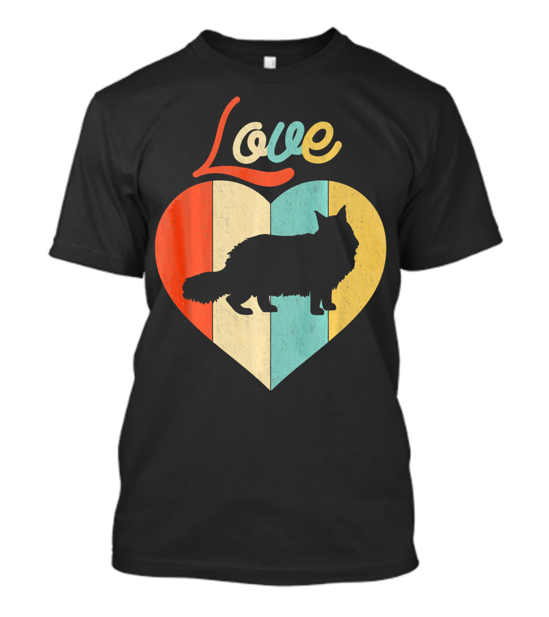 Love Maine Coon Cat Heart Vintage Retro T-Shirt