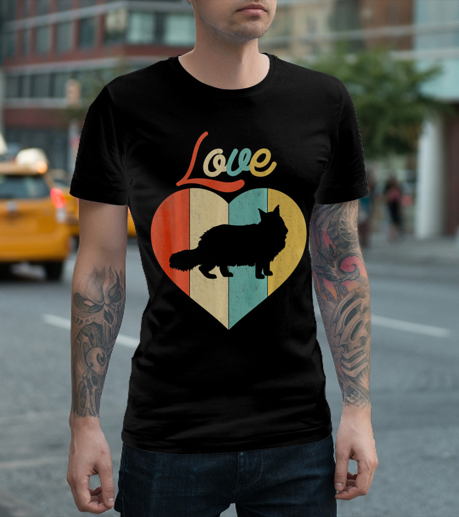Love Maine Coon Cat Heart Vintage Retro T-Shirt