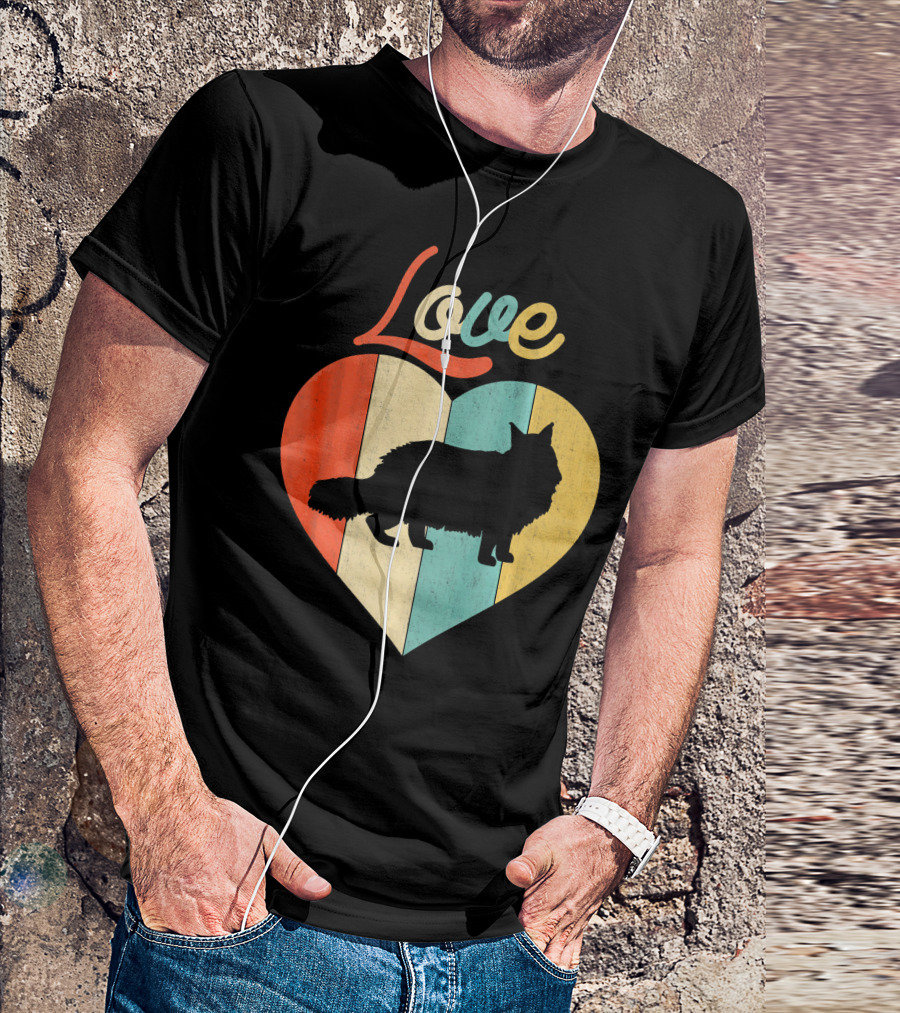 Love Maine Coon Cat Heart Vintage Retro T-Shirt