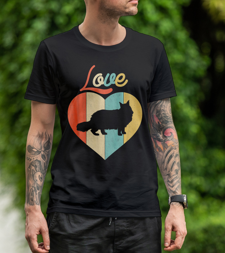 Love Maine Coon Cat Heart Vintage Retro T-Shirt
