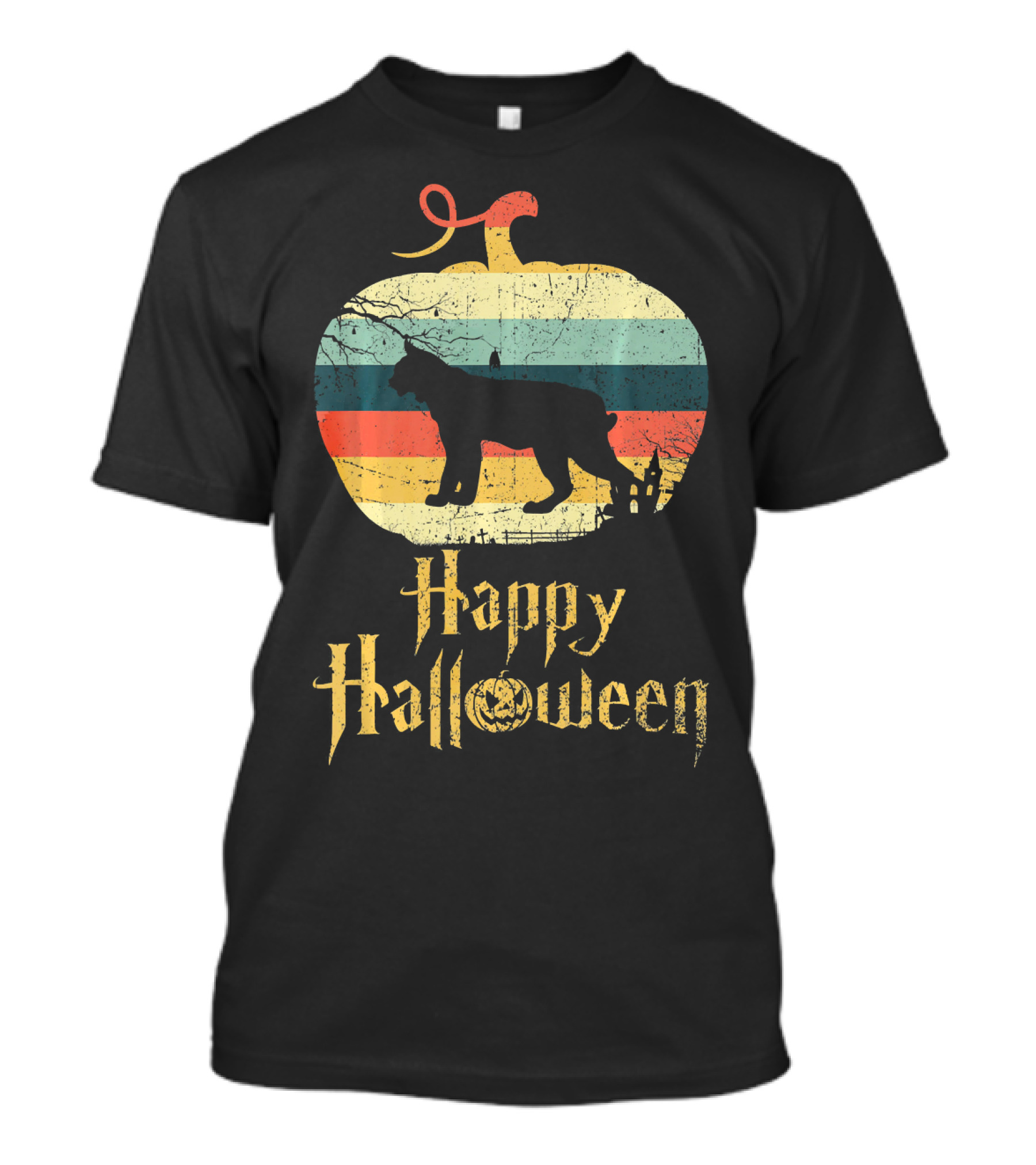 Happy Halloween LYNX In Pumpkin Vintage Retro T-Shirt