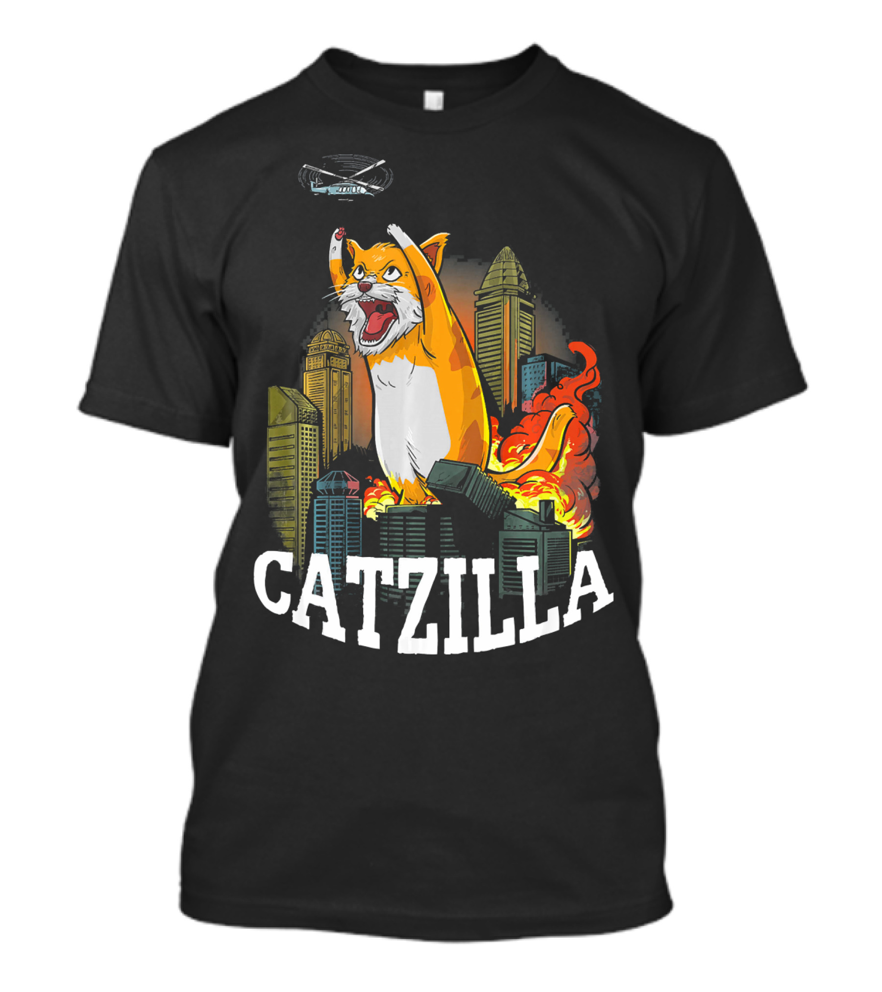 Catzilla Vintage Kitten Monster Destroying City Skyline T-Shirt