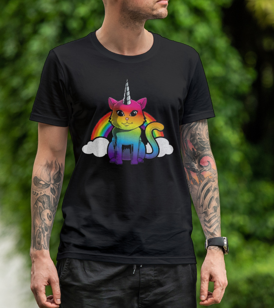 Funny Rainbow Unicorn Cat Kittycorn Girls T-Shirt