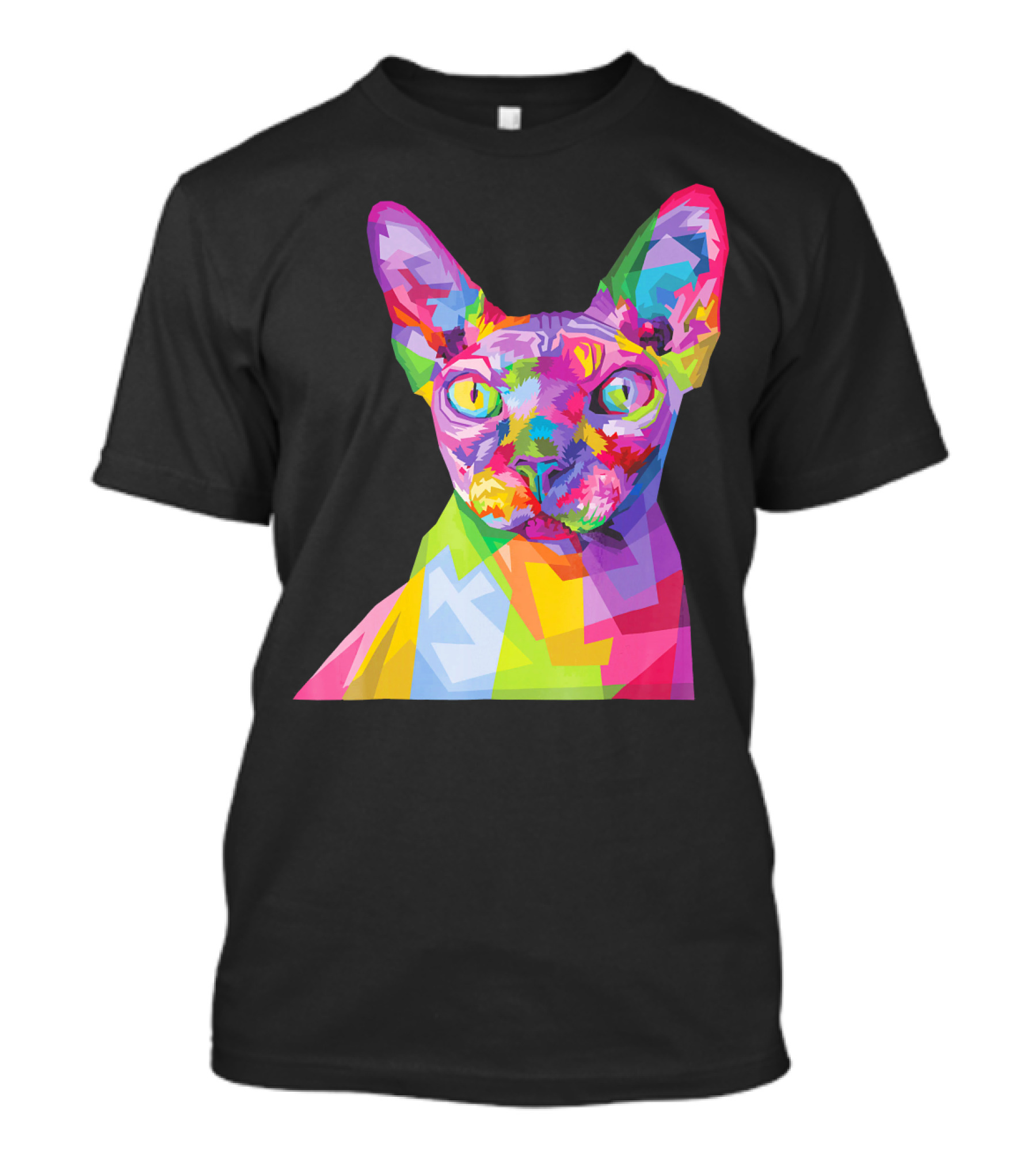 Sphynx Colorful Pop Art Style Cat Geometric Spectrum T-Shirt