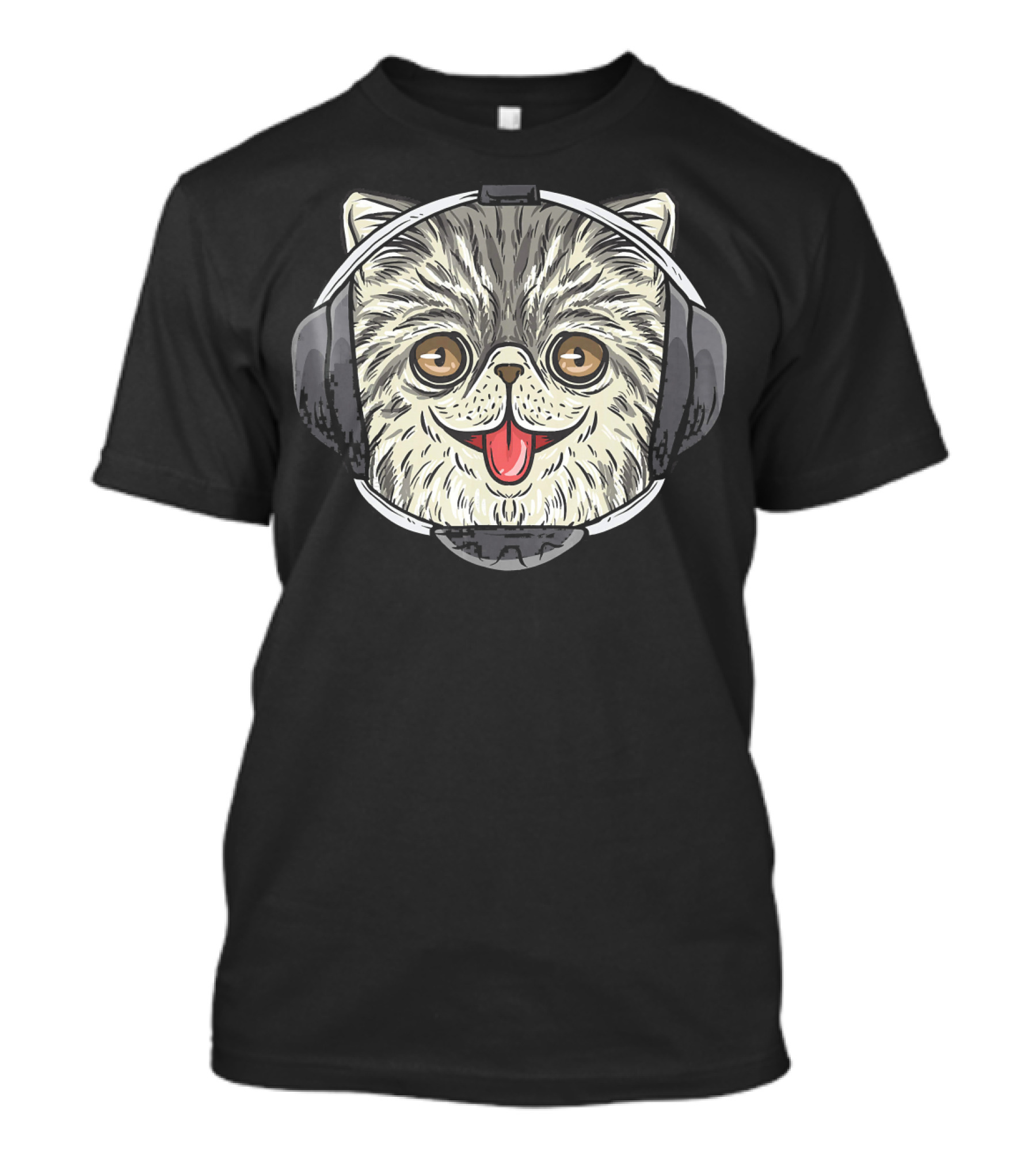 Funny Exotic Shorthair Cat With Headphones T-Shirt