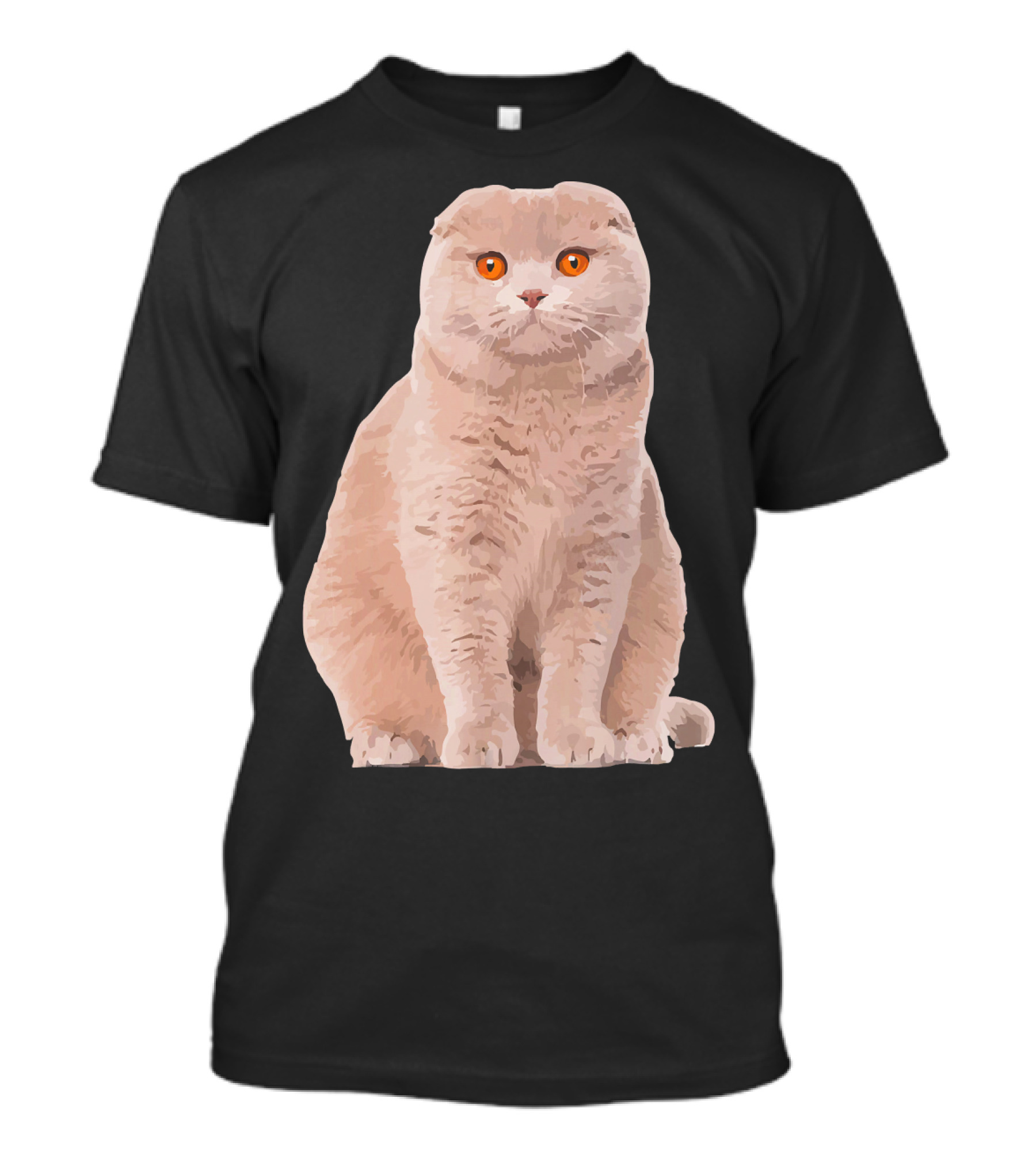 Scottish Fold Cat Body With Orange Eyes T-Shirt