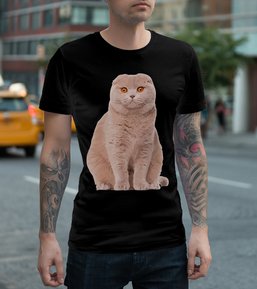 Scottish Fold Cat Body With Orange Eyes T-Shirt
