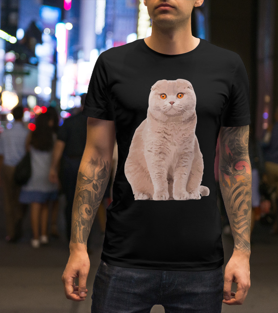 Scottish Fold Cat Body With Orange Eyes T-Shirt
