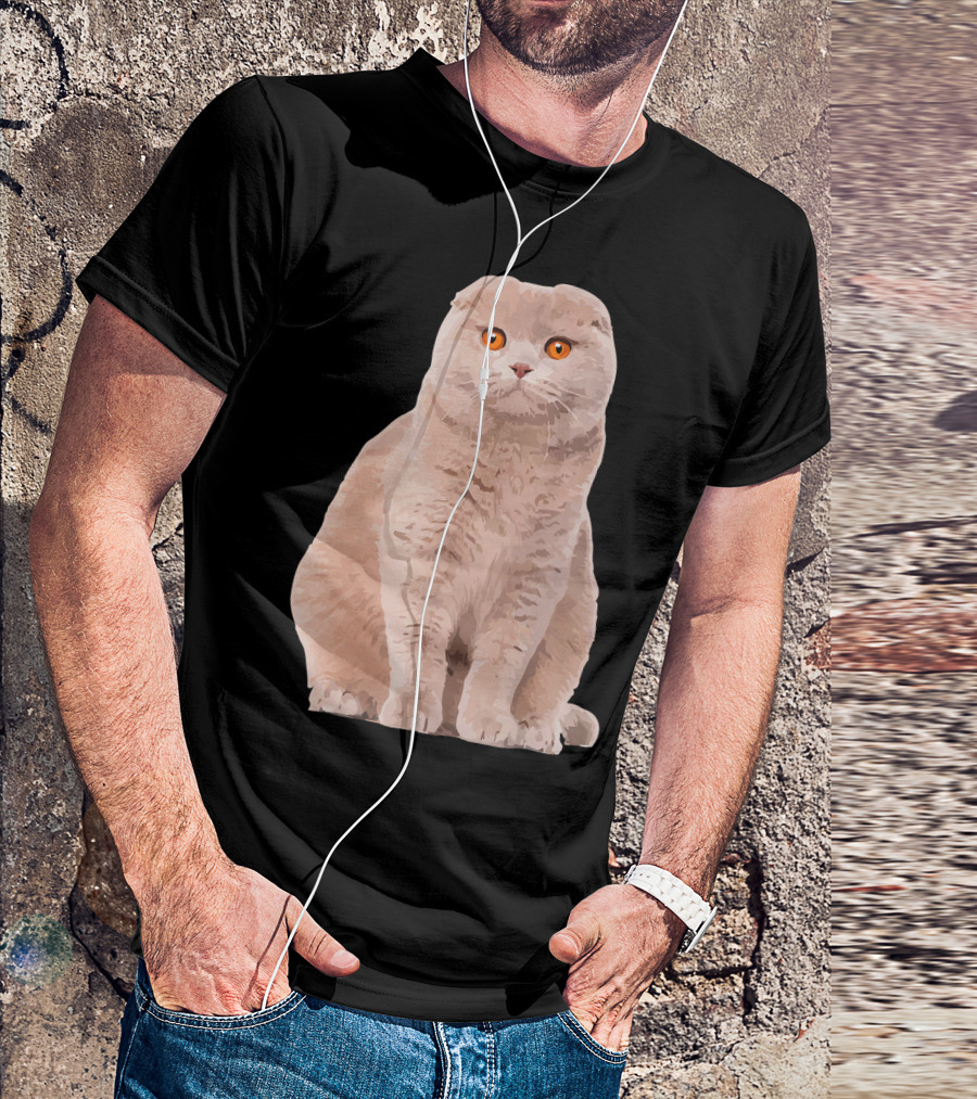 Scottish Fold Cat Body With Orange Eyes T-Shirt