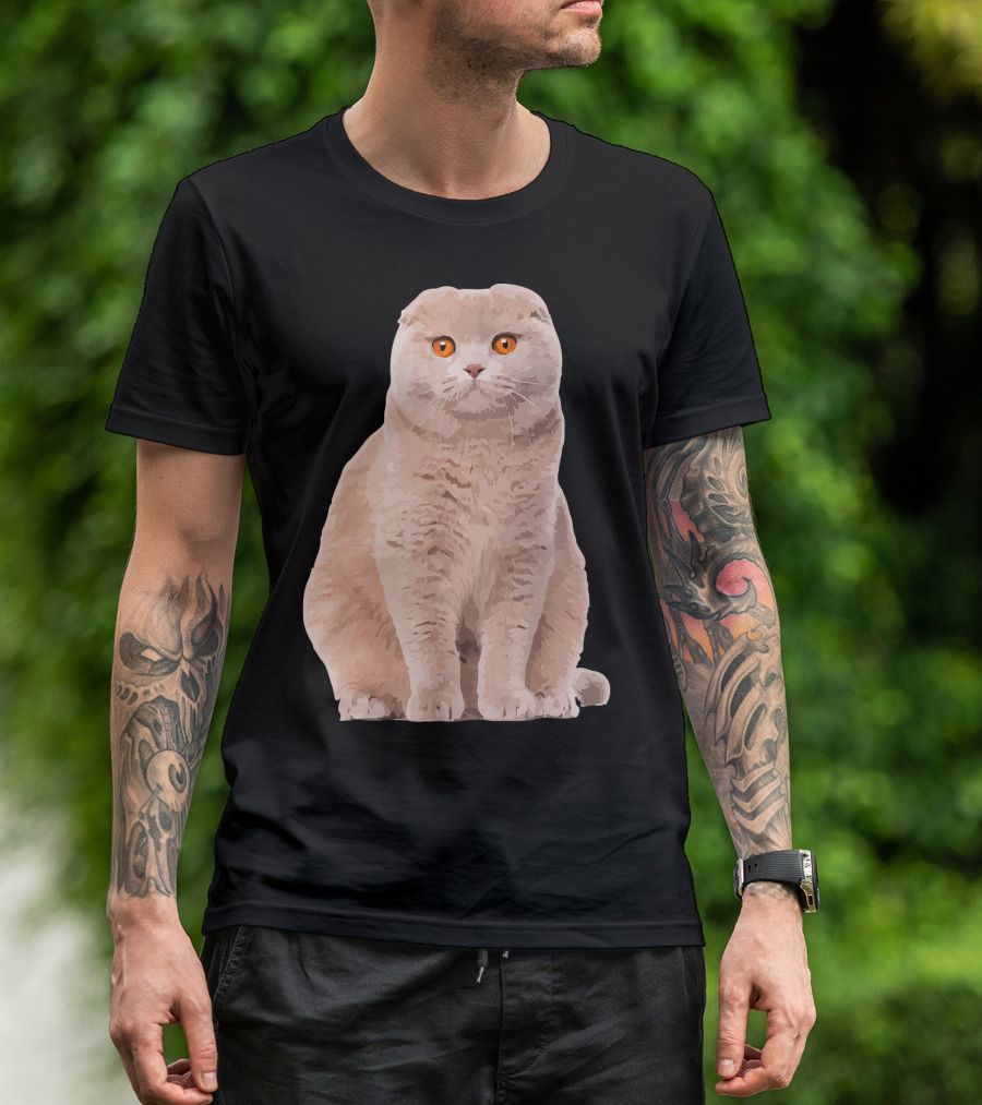 Scottish Fold Cat Body With Orange Eyes T-Shirt