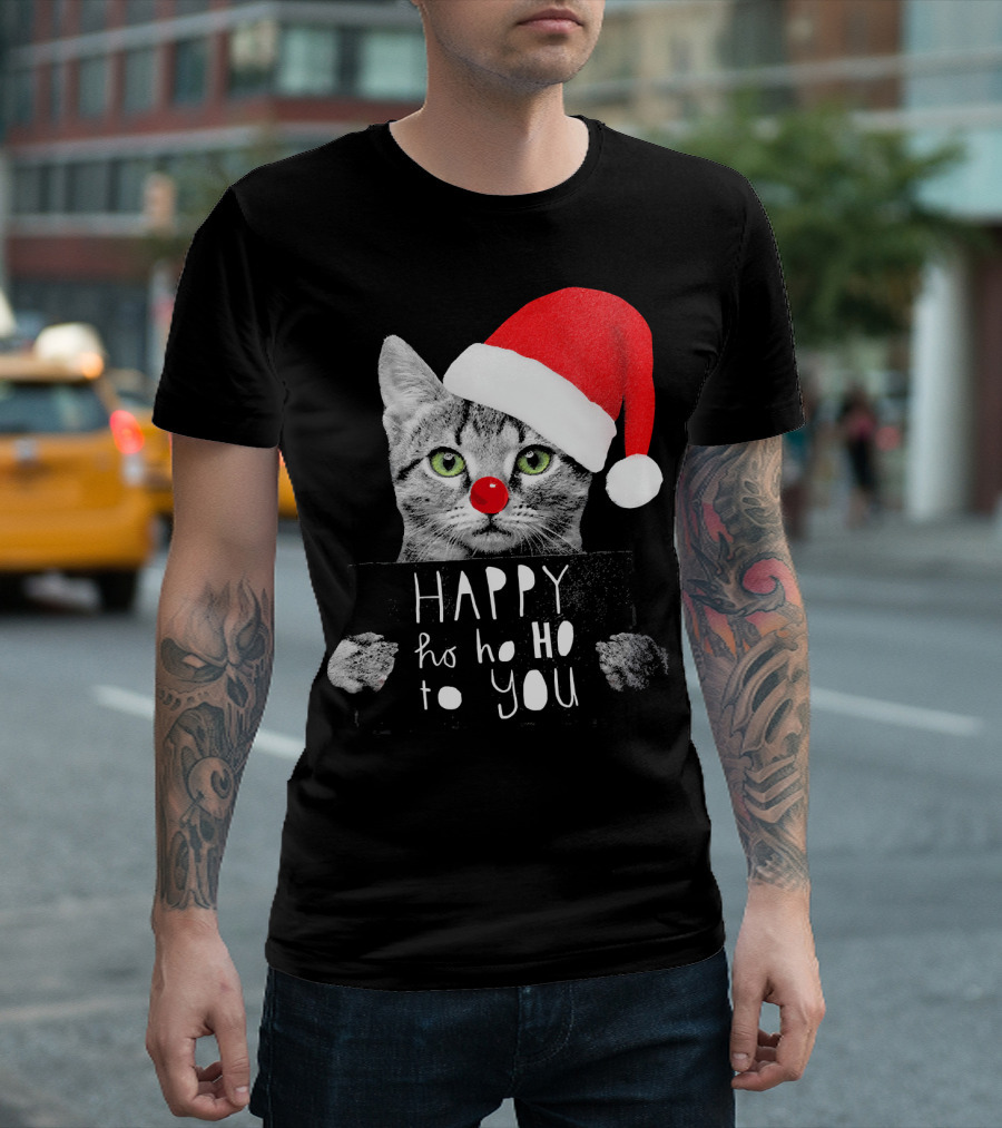 Happy Ho Ho Ho to You Christmas Cat Kitten T-Shirt
