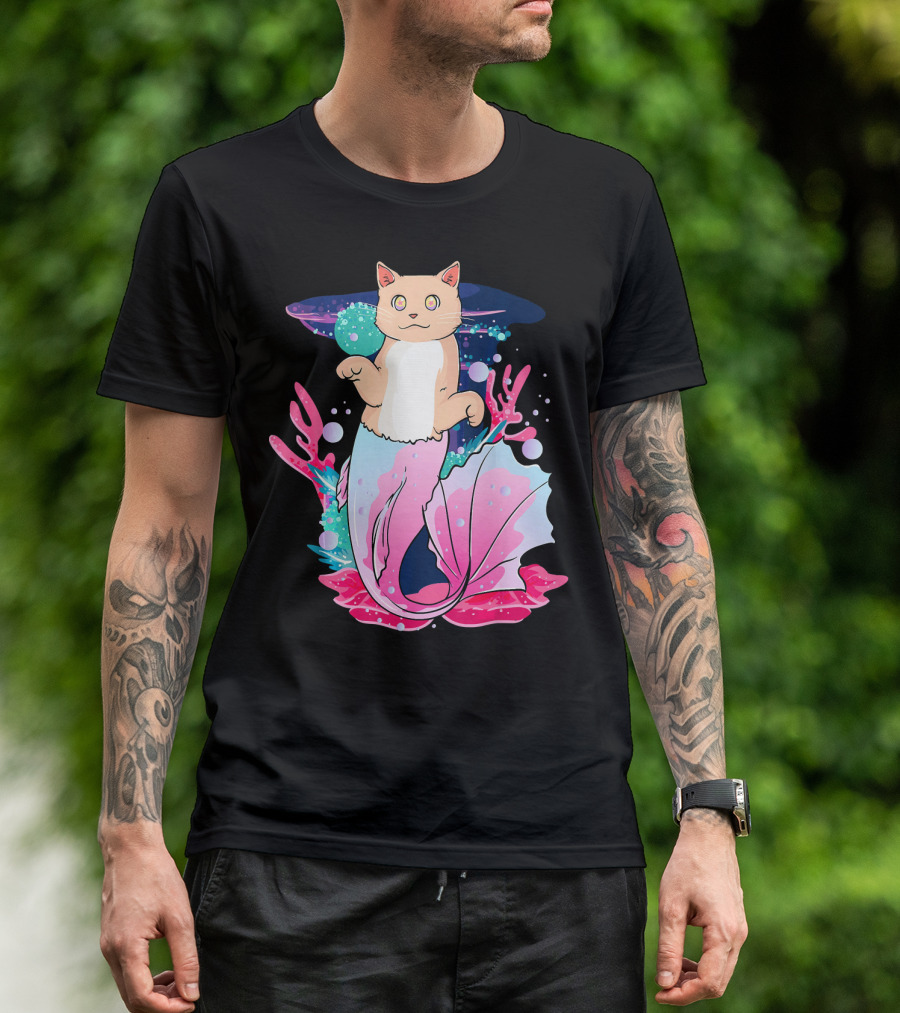 Purrmaid Cat Mermaid Rainbow Colorful Ocean Fantasy T-Shirt