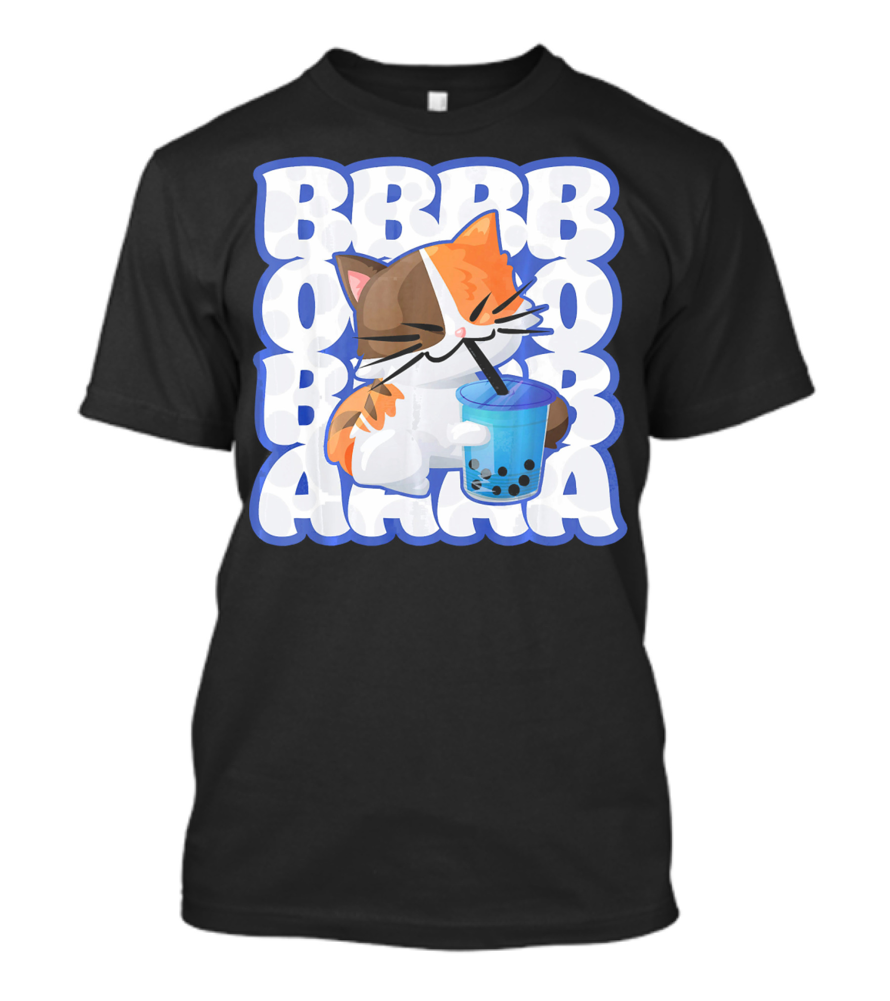 Love Anime Boba Bubble Tea Drink Cute Cat Boba Boba Boba T-Shirt