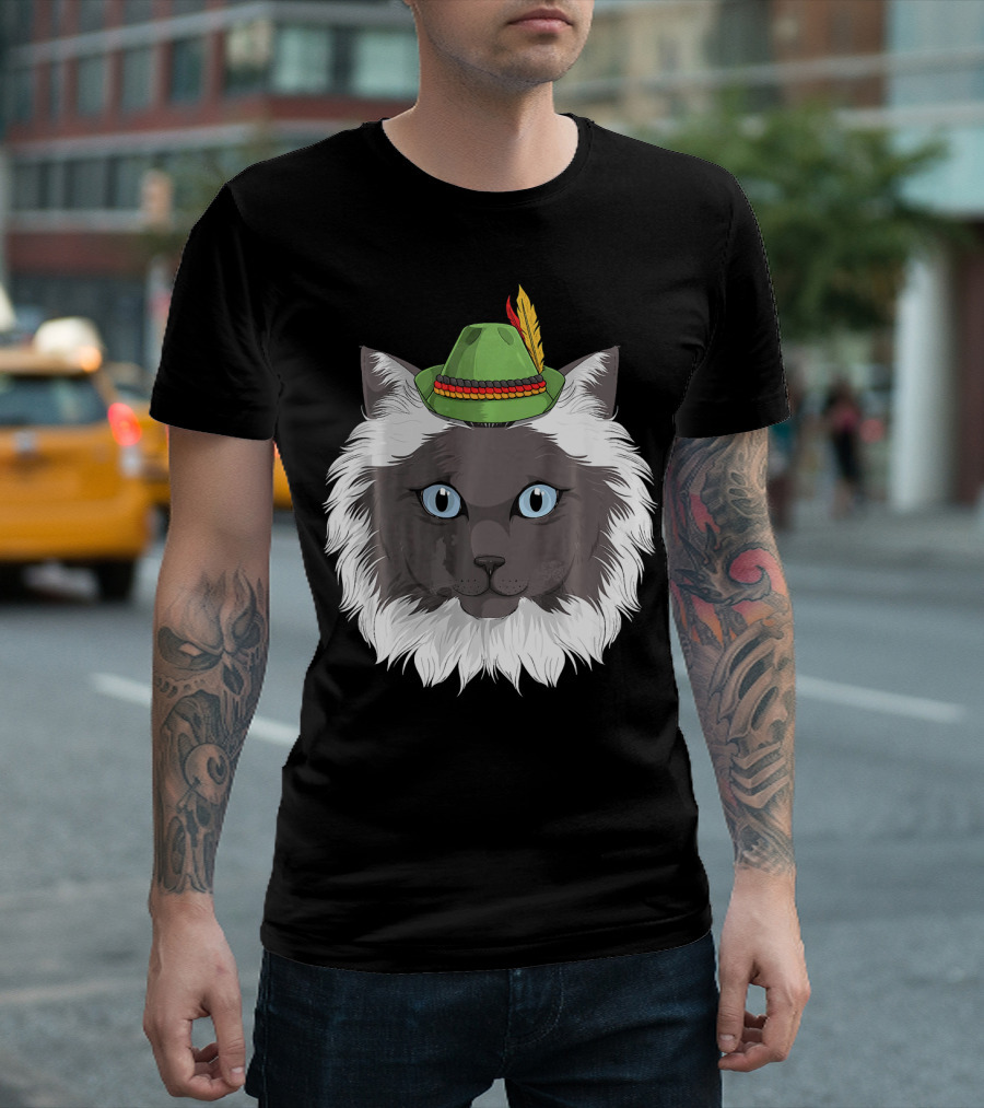 Himalayan Cat in German Oktoberfest Hat Bavaria T-Shirt