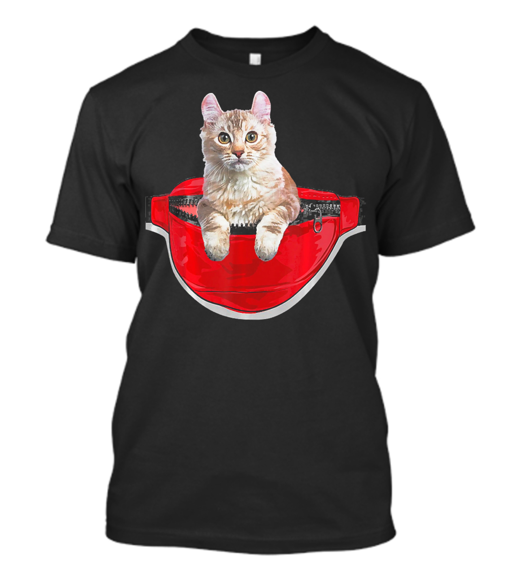 Funny American Curl Cat In Red Waist Pack T-Shirt