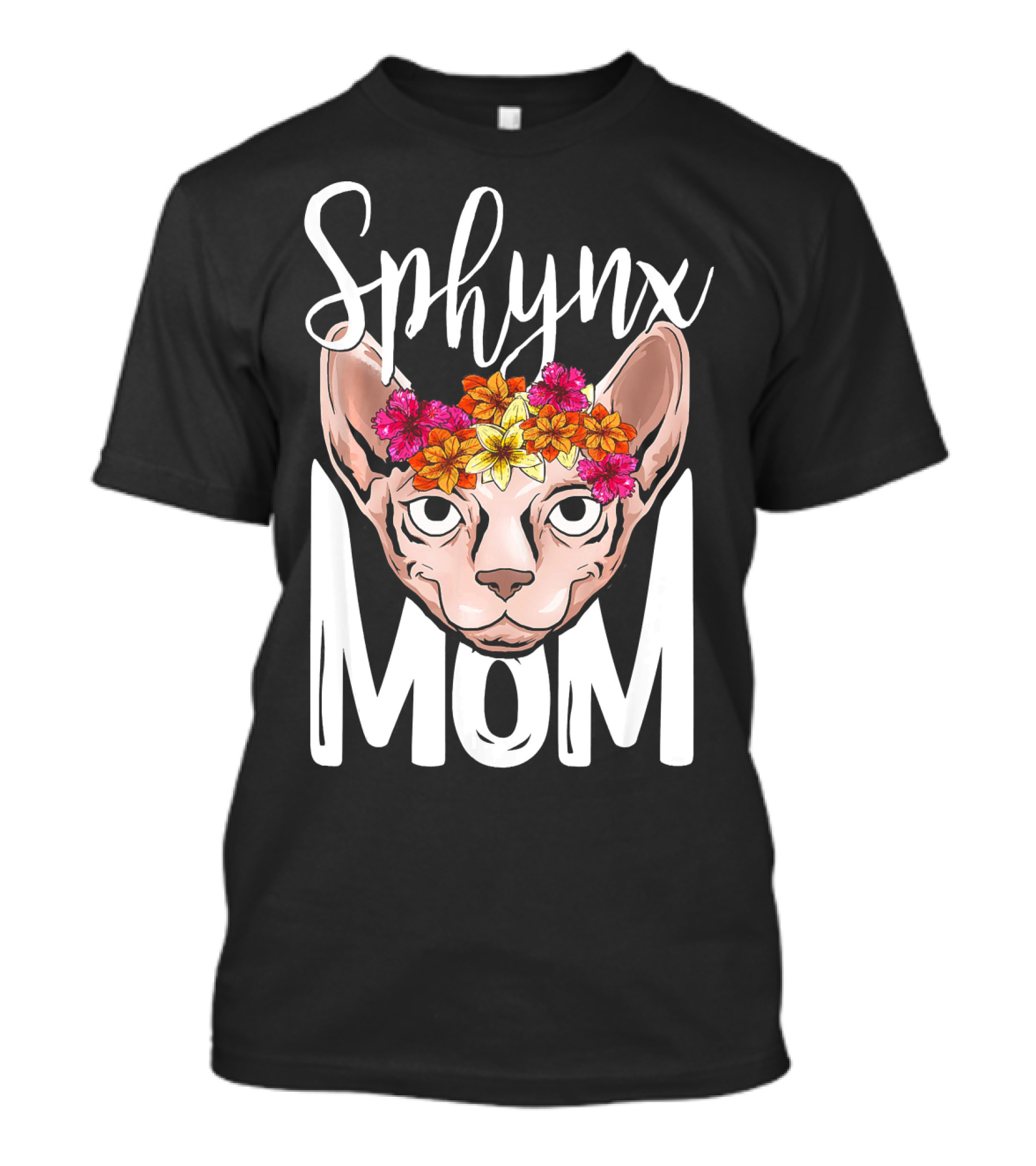 Sphynx Mom With Colorful Floral Crown For Cat Lover T-Shirt