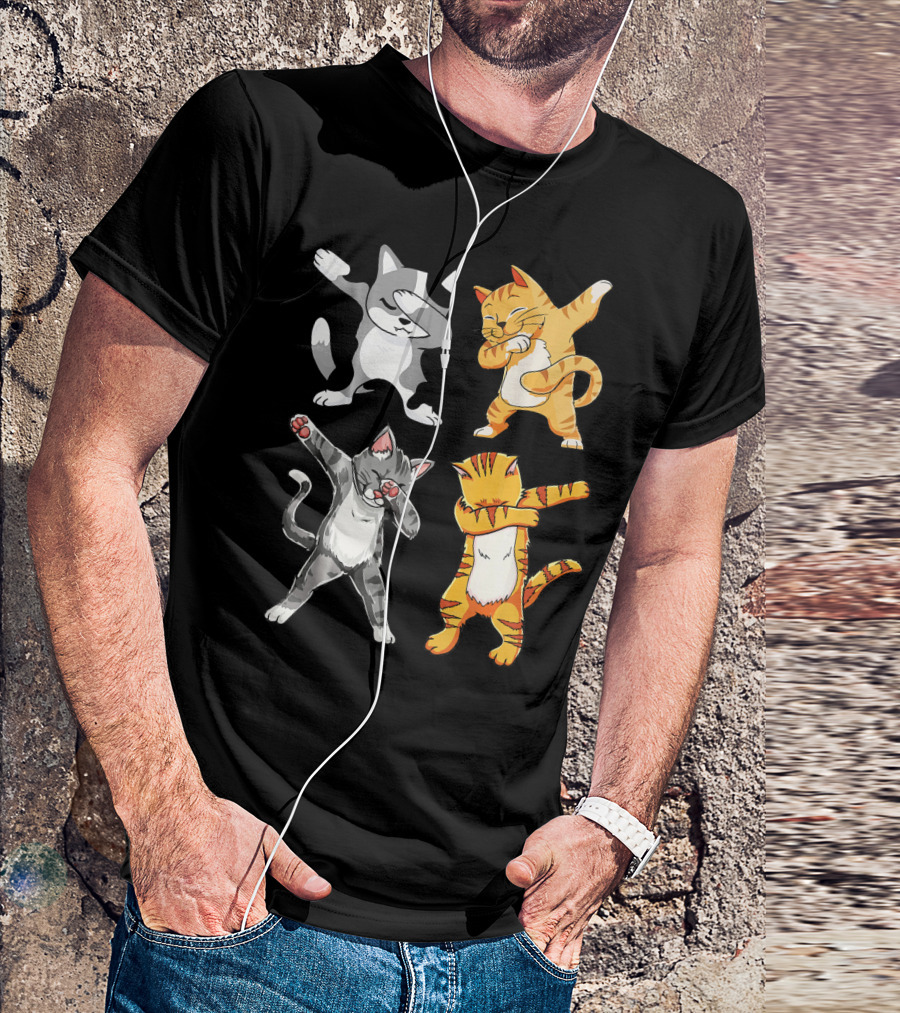 Meow Dabbing Cat Kitten Funny Cats Dab Four Dabbing Kittens T-Shirt
