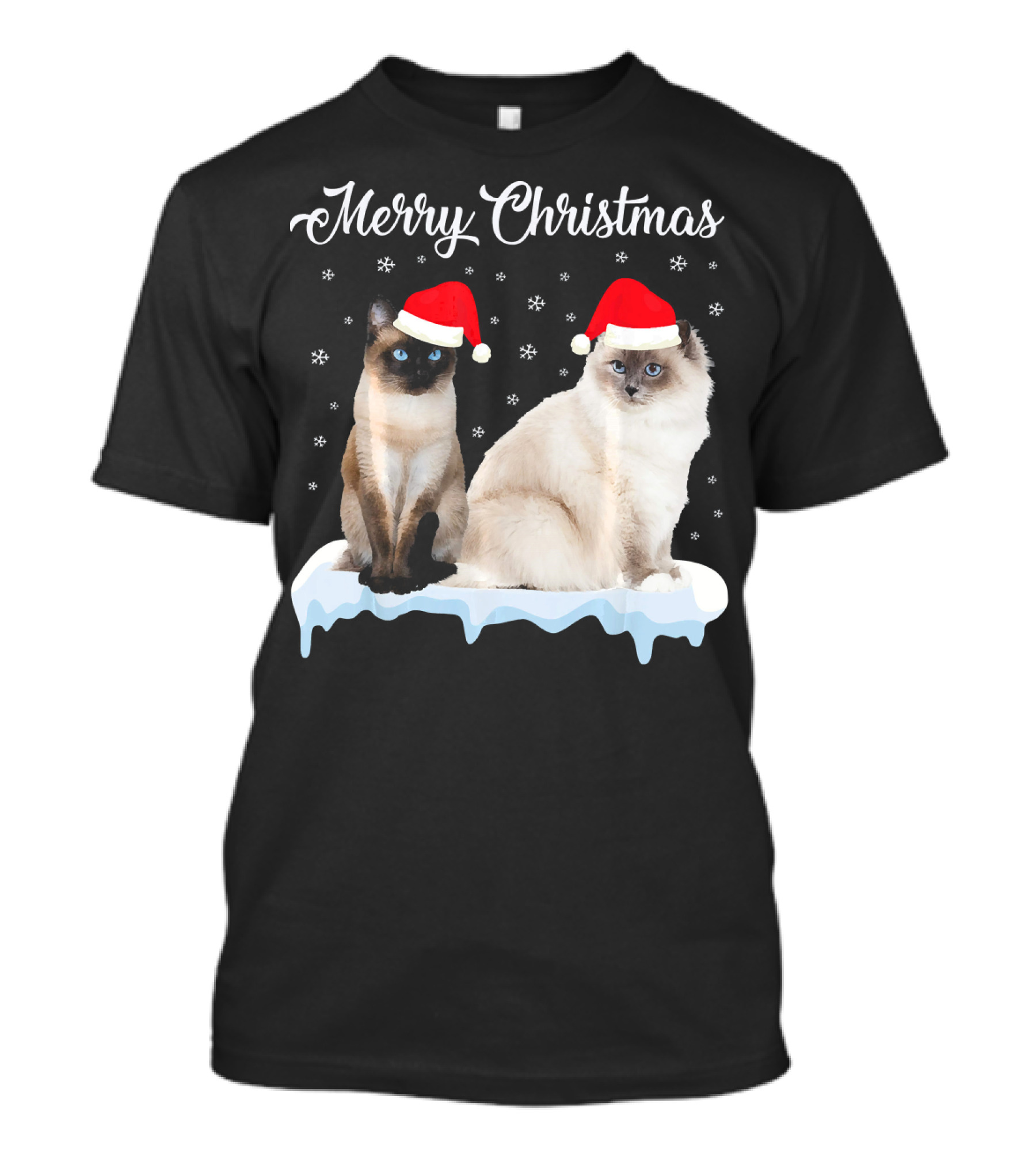 Merry Christmas Santa Siamese Ragdoll Cats T-Shirt