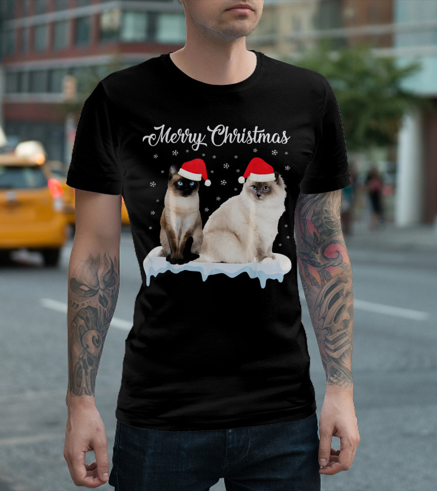 Merry Christmas Santa Siamese Ragdoll Cats T-Shirt