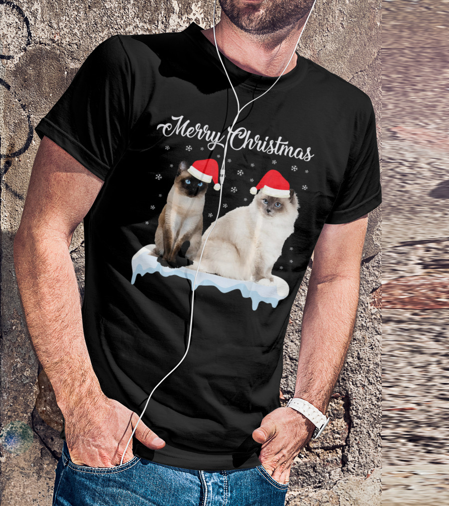 Merry Christmas Santa Siamese Ragdoll Cats T-Shirt
