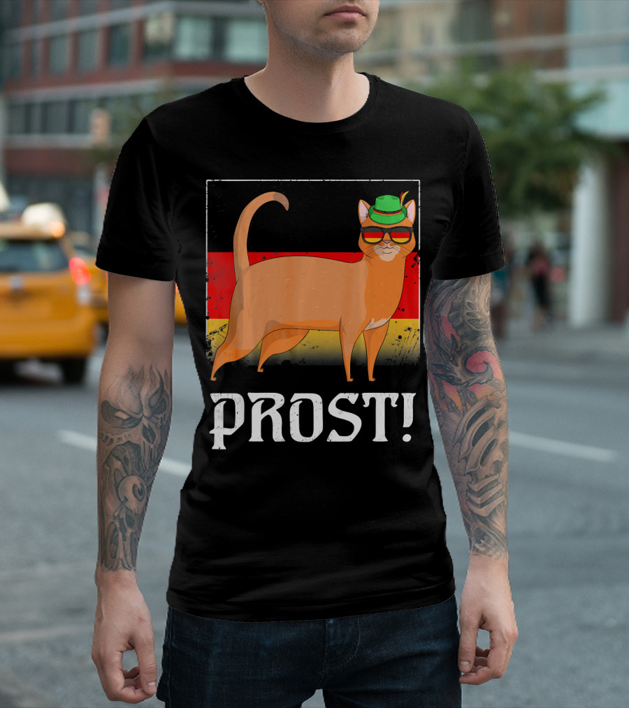 Abyssinian Cat Prost Beer Oktoberfest Germany Flag T-Shirt