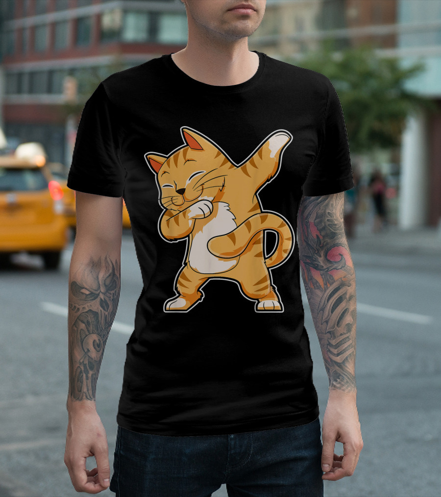 Dabbing Cat Funny Cats Kitty Kit Tigerstripe Feline Party Vibes T-Shirt