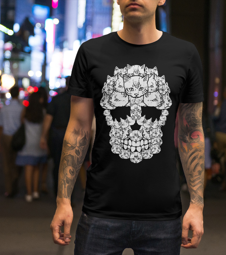 Cat Sugar Skull Dia De Los Muertos Feline T-Shirt