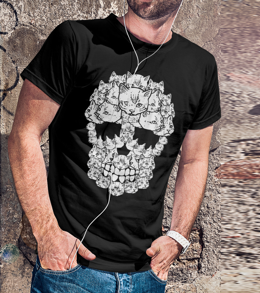 Cat Sugar Skull Dia De Los Muertos Feline T-Shirt