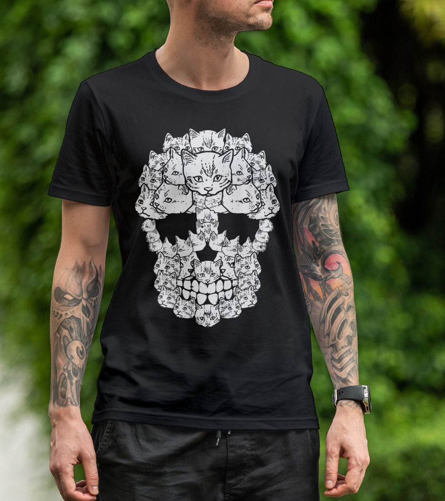 Cat Sugar Skull Dia De Los Muertos Feline T-Shirt