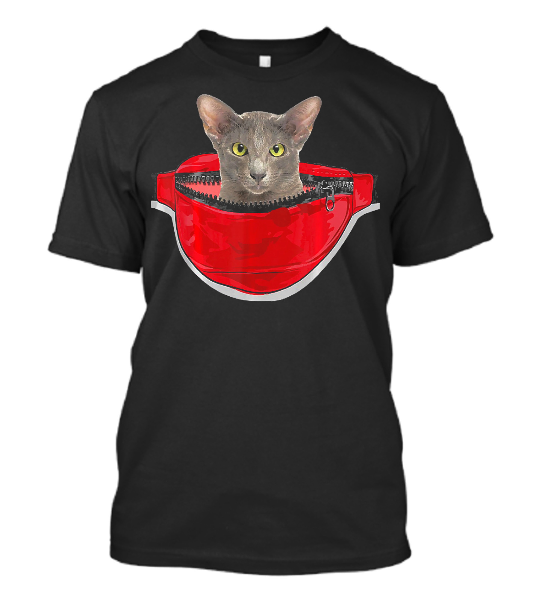 Funny Oriental Shorthair Cat In Red Waist Pack T-Shirt