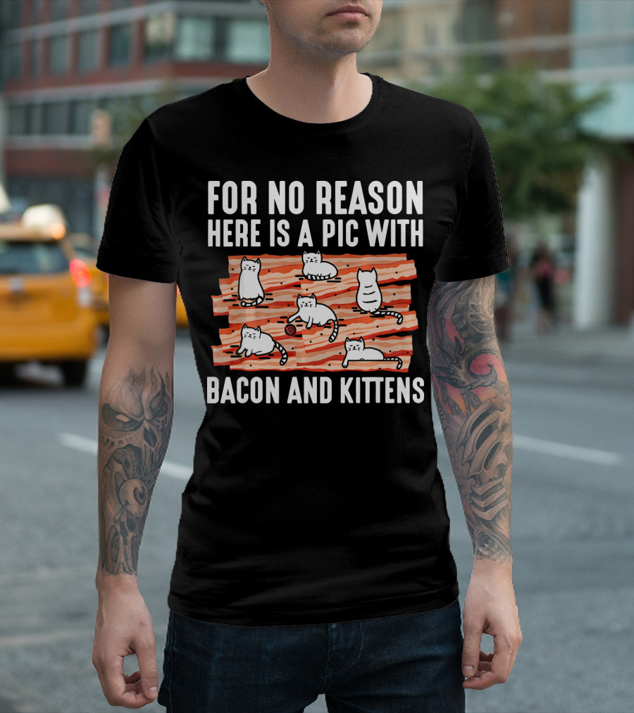 For No Reason Here is a Pic with Bacon and Kittens T-Shirt