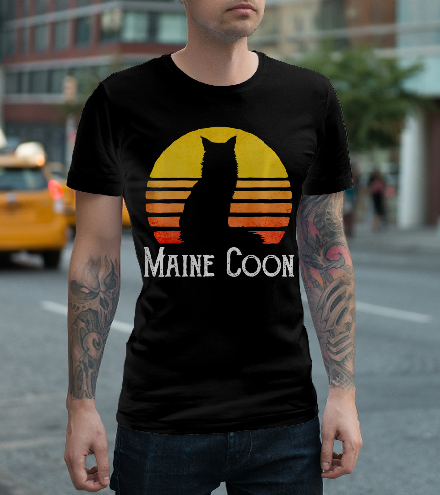 Maine Coon Cat Sunset T-Shirt