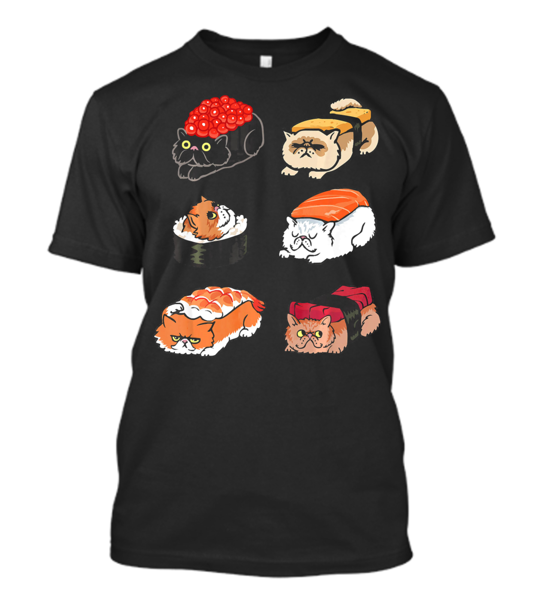 Sushi Persian Cat Funny Hueb Tuna Nigiri Roll Cute T-Shirt