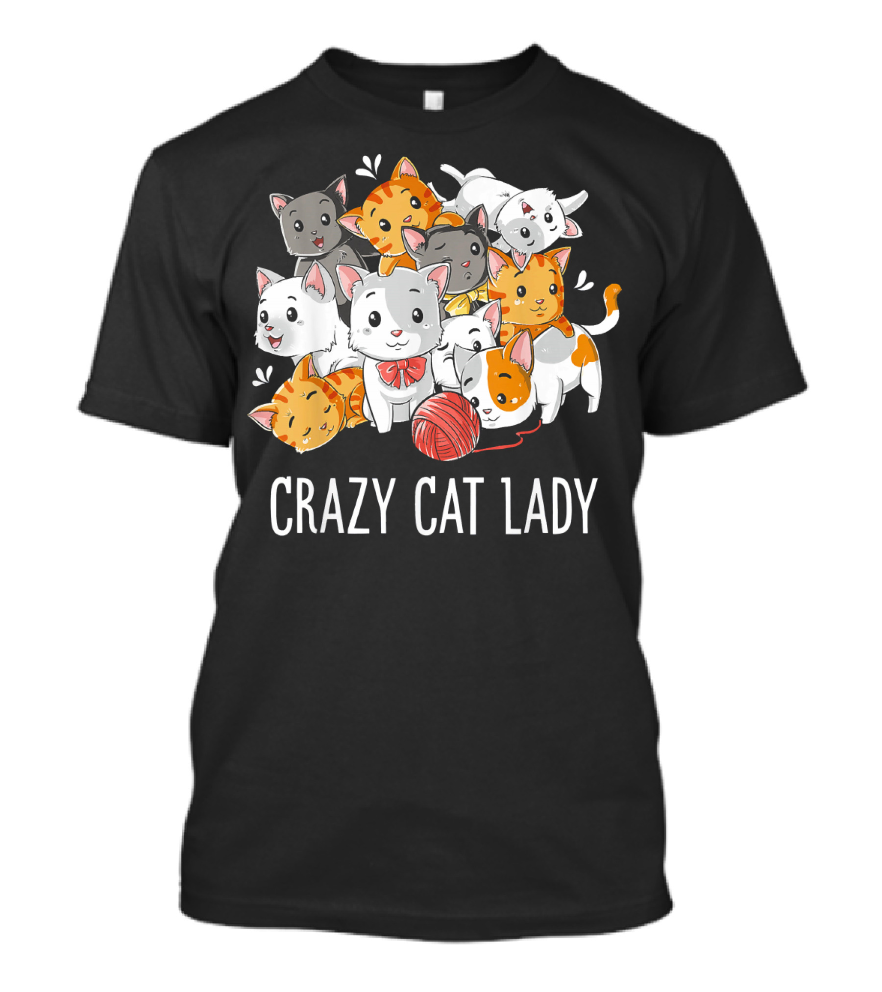 Crazy Cat Lady Funny Kitties With Yarn Ball T-Shirt