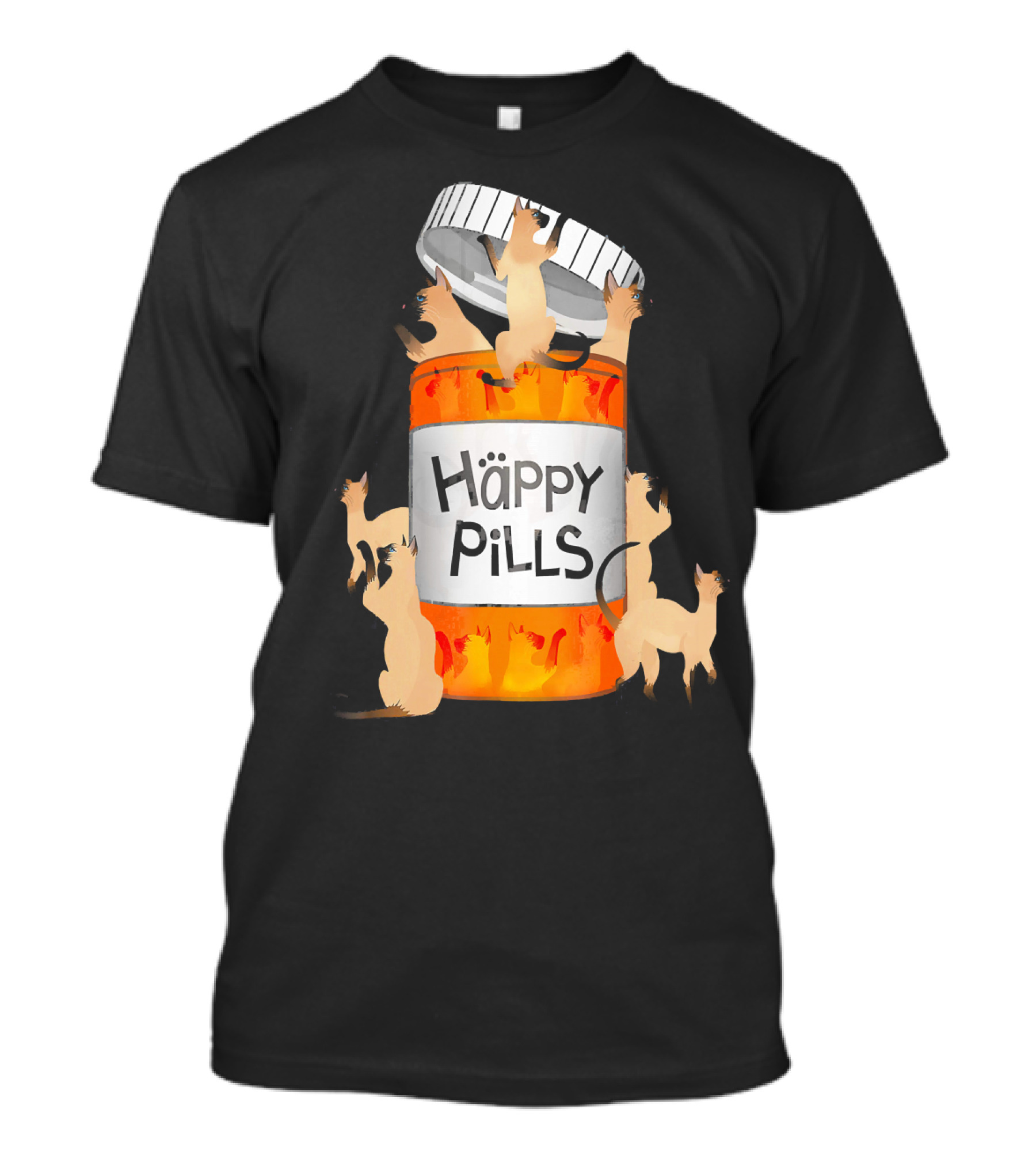 Siamese Cat Happy Pills Playful Kittens Prescription T-Shirt