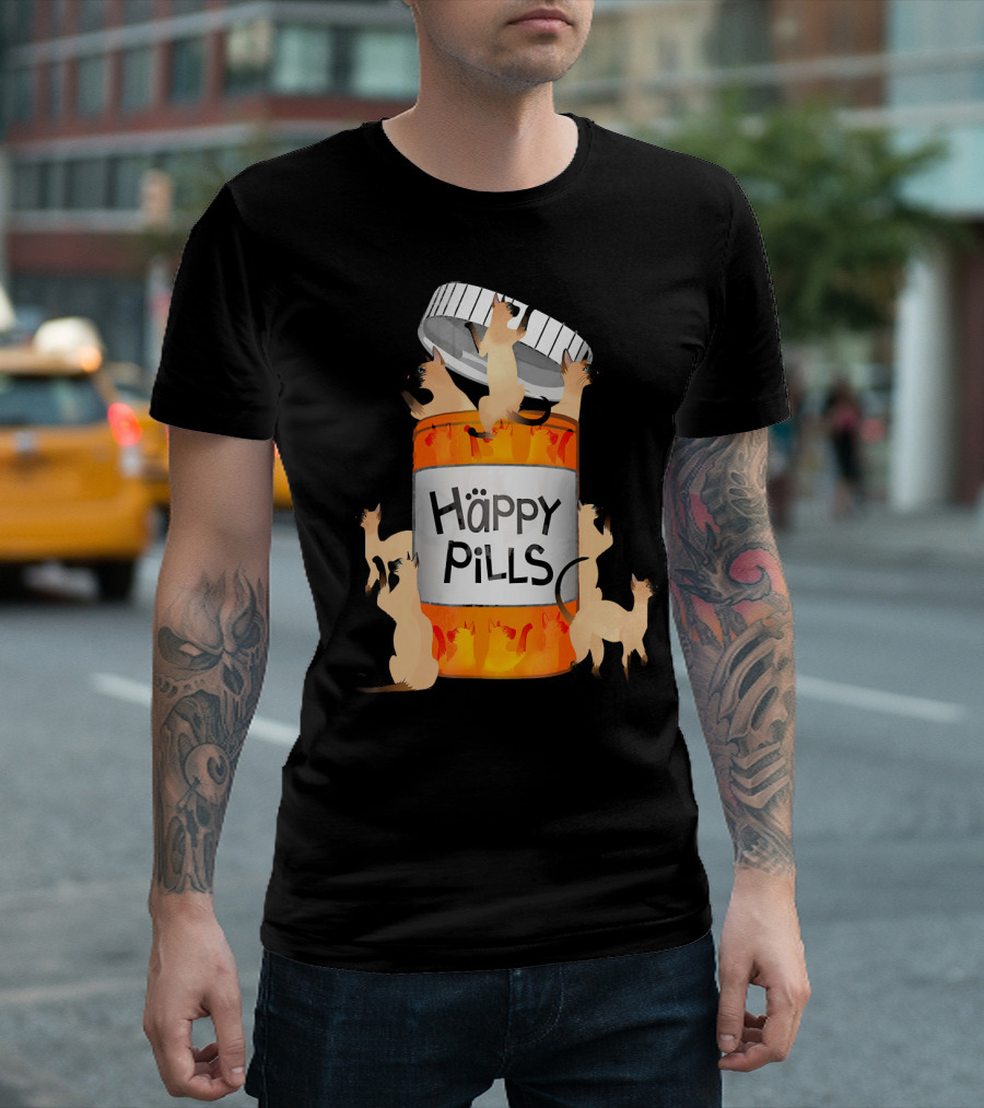 Siamese Cat Happy Pills Playful Kittens Prescription T-Shirt
